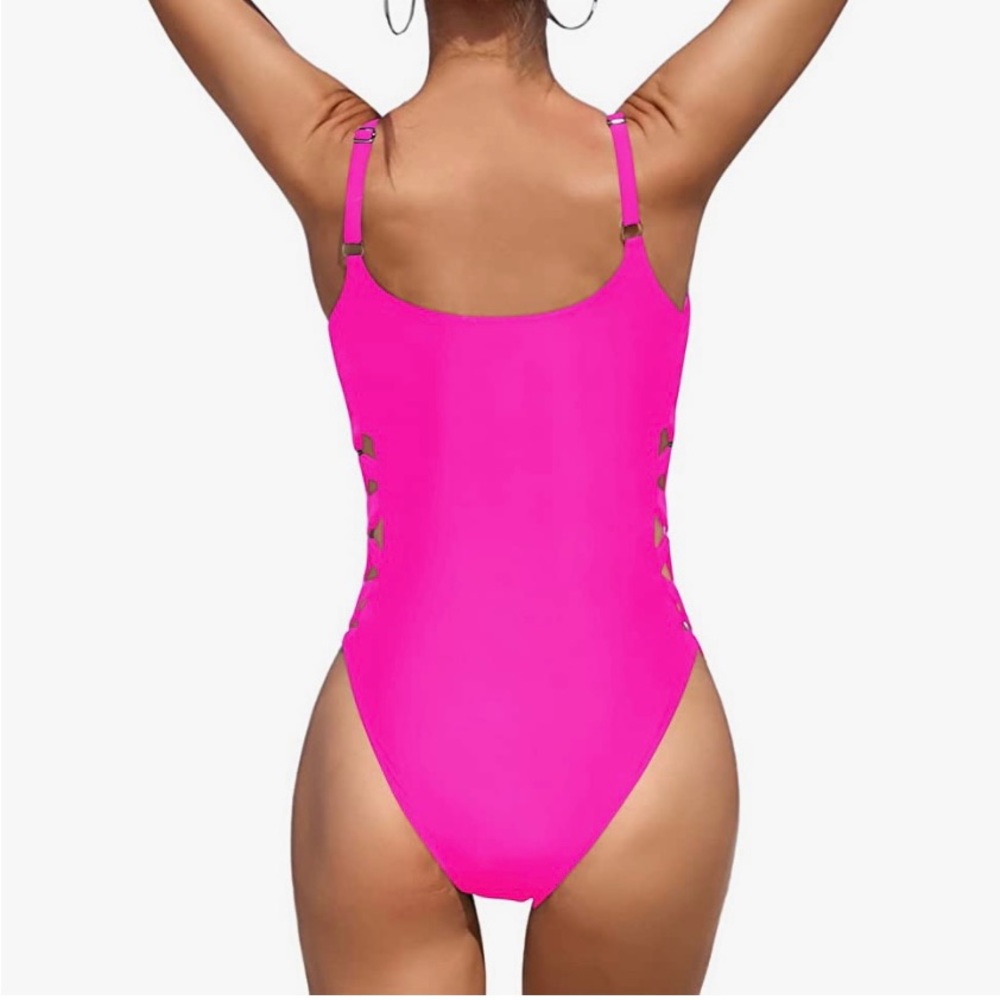 🐼NWT TEMPT ME HOT PINK ONE PIECE, Large - Picture 3 of 5